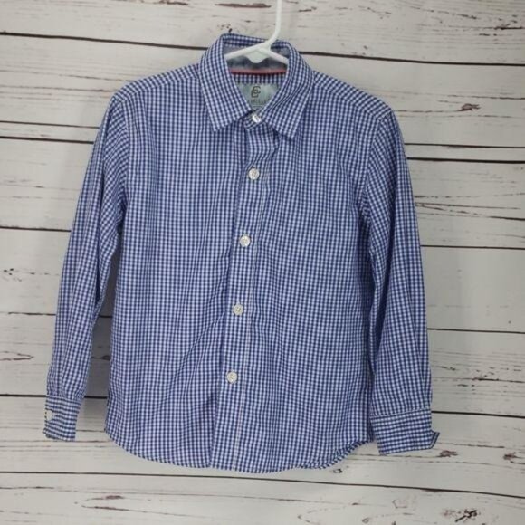 Class/Club Boys Blue & White Gingham Button-Down Shirt Long Sleeve Size 4T - Picture 6 of 6